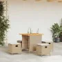 Set comedor de jardín 5 pzas con cojines ratán sintético beige by , Garden sets - Ref: Foro24-365422, Price: 228,84 €, Discou...