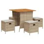 Set comedor de jardín 5 pzas con cojines ratán sintético beige by , Garden sets - Ref: Foro24-365422, Price: 228,84 €, Discou...