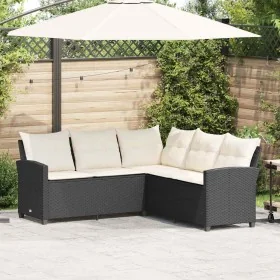 Sofá en forma de L con cojines ratán sintético negro by , Garden sets - Ref: Foro24-365415, Price: 296,93 €, Discount: %