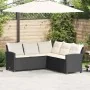 Sofá en forma de L con cojines ratán sintético negro by , Garden sets - Ref: Foro24-365415, Price: 296,93 €, Discount: %