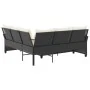 Sofá en forma de L con cojines ratán sintético negro by , Garden sets - Ref: Foro24-365415, Price: 296,93 €, Discount: %