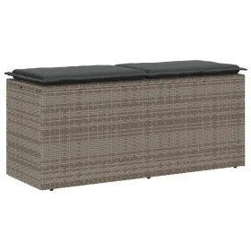 Banco de jardín con cojín ratán sintético gris 110x40x44 cm by , garden benches - Ref: Foro24-4104147, Price: 104,23 €, Disco...