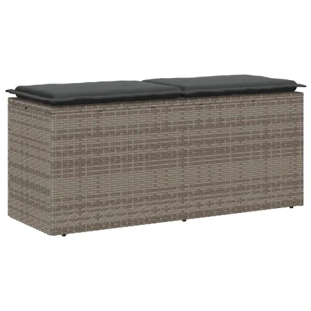 Banco de jardín con cojín ratán sintético gris 110x40x44 cm de , Bancos de jardín - Ref: Foro24-4104147, Precio: 104,23 €, De...