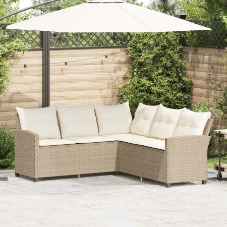 Sofá en forma de L con cojines ratán sintético beige by , Garden sets - Ref: Foro24-365417, Price: 327,96 €, Discount: %