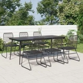 Garden dining set 7 pieces black PVC rattan by vidaXL, Garden sets - Ref: Foro24-3060271, Price: 525,61 €, Discount: %