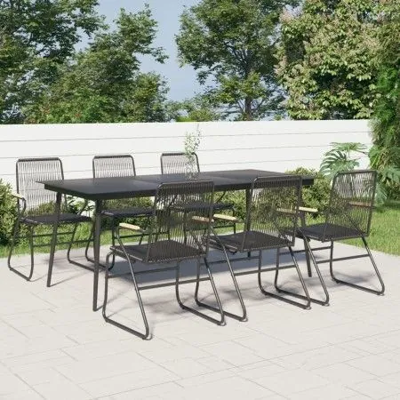 Garten-Essgruppe 7-teilig aus schwarzem PVC-Rattan von vidaXL, Gartensets - Ref: Foro24-3060271, Preis: 525,21 €, Rabatt: %