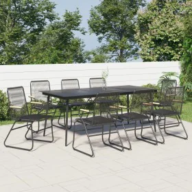9-teiliges Garten-Esszimmer-Set aus schwarzem PVC-Rattan von vidaXL, Gartensets - Ref: Foro24-3060272, Preis: 673,62 €, Rabat...