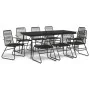 Juego de comedor de jardín 9 piezas ratán PVC negro de vidaXL, Conjuntos de jardín - Ref: Foro24-3060272, Precio: 627,55 €, D...