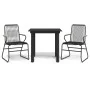 Juego de comedor de jardín 3 piezas ratán PVC negro de vidaXL, Conjuntos de jardín - Ref: Foro24-3060273, Precio: 214,80 €, D...