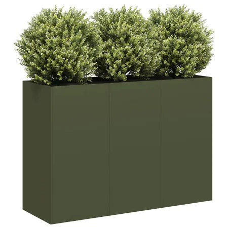 Jardinera de acero laminado en frío verde oliva 120x40x80 cm de , Maceteros y jardineras - Ref: Foro24-860720, Precio: 149,42...