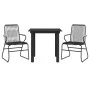 Juego de comedor de jardín 3 piezas ratán PVC negro de vidaXL, Conjuntos de jardín - Ref: Foro24-3060273, Precio: 214,80 €, D...