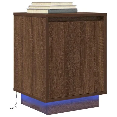 Mesilla de noche con luces LED roble marrón 38x34x50 cm by , Nightstands - Ref: Foro24-861277, Price: 48,24 €, Discount: %