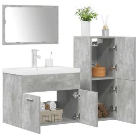 Juego muebles de baño 4 pzas madera contrachapada gris hormigón de , Muebles de baño - Ref: Foro24-3324903, Precio: 349,81 €,...
