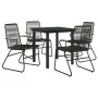 Juego de comedor de jardín 5 piezas ratán PVC negro by vidaXL, Garden sets - Ref: Foro24-3060274, Price: 319,04 €, Discount: %
