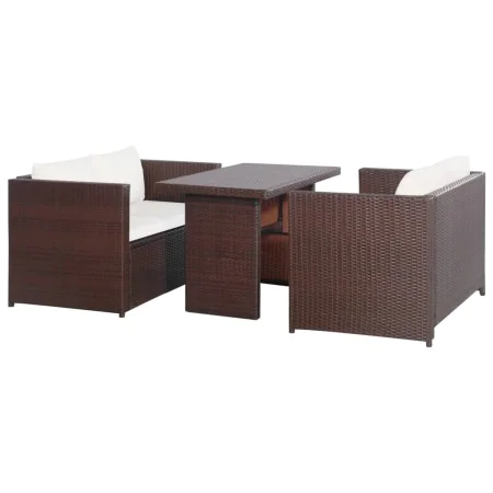 Set muebles de jardín 3 pzas con cojines ratán sintético marrón de , Conjuntos de jardín - Ref: Foro24-43914, Precio: 358,10 ...