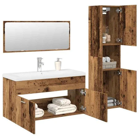 Juego de muebles de baño 4 piezas madera ingeniería envejecida by , Bathroom furniture - Ref: Foro24-3328915, Price: 398,37 €...