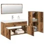 Juego de muebles de baño 4 piezas madera ingeniería envejecida by , Bathroom furniture - Ref: Foro24-3328917, Price: 372,44 €...