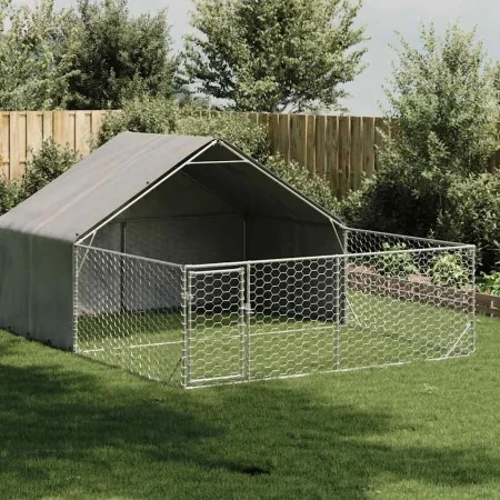 Caseta perros exterior con corral 5x3x1,9 m acero galvanizado by , Dog kennels - Ref: Foro24-3329243, Price: 234,58 €, Discou...