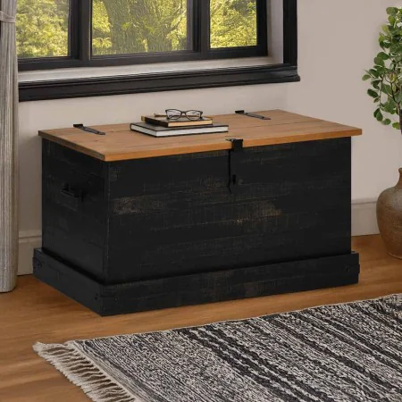 Baúl de almacenamiento HALDEN negro 91x48x47 cm madera maciza by , Storage trunks - Ref: Foro24-4018404, Price: 160,82 €, Dis...