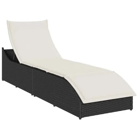 Tumbona plegable con cojín y espacio ratán sintético negro de , Tumbonas - Ref: Foro24-4104220, Precio: 244,30 €, Descuento: %