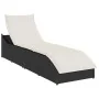 Tumbona plegable con cojín y espacio ratán sintético negro de , Tumbonas - Ref: Foro24-4104220, Precio: 244,30 €, Descuento: %
