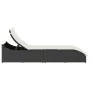 Tumbona plegable con cojín y espacio ratán sintético negro de , Tumbonas - Ref: Foro24-4104220, Precio: 244,30 €, Descuento: %