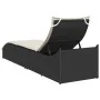 Tumbona plegable con cojín y espacio ratán sintético negro de , Tumbonas - Ref: Foro24-4104220, Precio: 244,30 €, Descuento: %