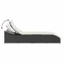 Tumbona plegable con cojín y espacio ratán sintético negro de , Tumbonas - Ref: Foro24-4104220, Precio: 244,30 €, Descuento: %