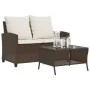 Sofá jardín de 2 plazas con cojín y mesa marrón ratán sintético von , Outdoor-Sofas - Ref: Foro24-4103846, Preis: 223,67 €, R...