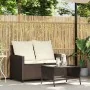Sofá jardín de 2 plazas con cojín y mesa marrón ratán sintético von , Outdoor-Sofas - Ref: Foro24-4103846, Preis: 223,67 €, R...