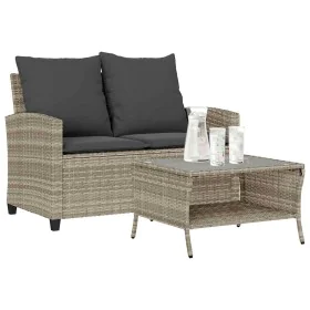 Sofá jardín de 2 plazas con cojín y mesa gris claro by , Outdoor sofas - Ref: Foro24-4103850, Price: 223,98 €, Discount: %