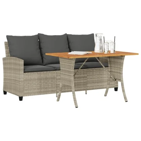Sofá jardín de 3 plazas con cojín y mesa gris claro by , Outdoor sofas - Ref: Foro24-4103859, Price: 280,67 €, Discount: %