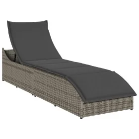 Tumbona plegable con cojín y espacio gris ratán sintético by , Loungers - Ref: Foro24-4104222, Price: 247,76 €, Discount: %