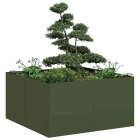 Jardinera de acero laminado en frío verde oliva 80x80x40 cm by , Pots and planters - Ref: Foro24-860741, Price: 68,90 €, Disc...