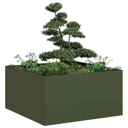 Jardinera de acero laminado en frío verde oliva 80x80x40 cm de , Maceteros y jardineras - Ref: Foro24-860741, Precio: 68,90 €...