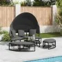 Tumbona cama de jardín con capota y cojines ratán PE negro by , Outdoor beds - Ref: Foro24-4108234, Price: 350,42 €, Discount: %