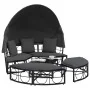 Tumbona cama de jardín con capota y cojines ratán PE negro by , Outdoor beds - Ref: Foro24-4108234, Price: 350,42 €, Discount: %