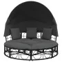 Tumbona cama de jardín con capota y cojines ratán PE negro by , Outdoor beds - Ref: Foro24-4108234, Price: 350,42 €, Discount: %
