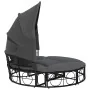Tumbona cama de jardín con capota y cojines ratán PE negro by , Outdoor beds - Ref: Foro24-4108234, Price: 350,42 €, Discount: %