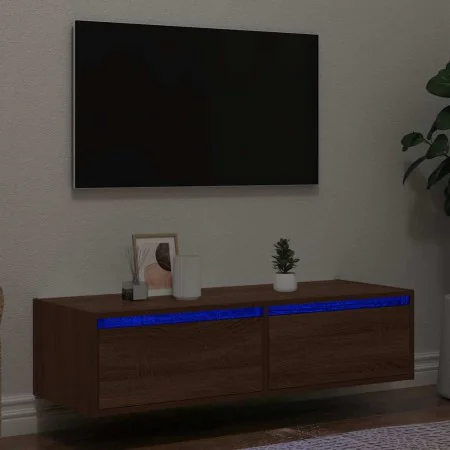 Mueble de TV con luces LED roble marrón 100X35,5x25 cm von , TV-Möbel - Ref: Foro24-860244, Preis: 84,06 €, Rabatt: %