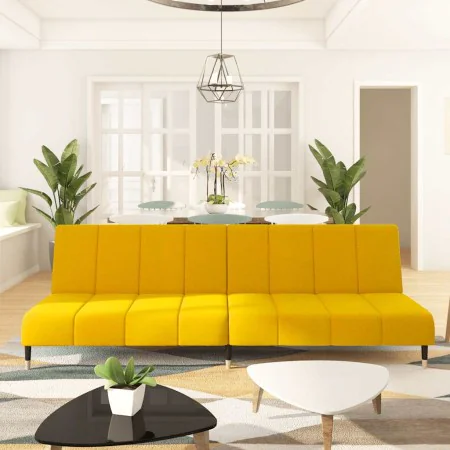 Sofá cama de 2 plazas terciopelo amarillo by , Sofas - Ref: Foro24-375881, Price: 249,14 €, Discount: %