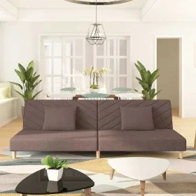 Sofá cama de 2 plazas con dos almohadas tela gris taupe von , Sofas - Ref: Foro24-375897, Preis: 241,19 €, Rabatt: %