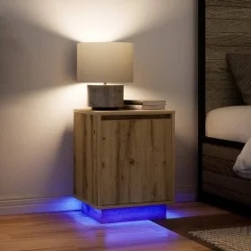 Mesitas de noche con luces LED 2 uds roble artisan 38x34x50 cm by , Nightstands - Ref: Foro24-861282, Price: 82,61 €, Discoun...