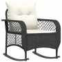 Silla mecedora de jardín con cojines ratán sintético negro by , Garden chairs - Ref: Foro24-4104193, Price: 115,83 €, Discoun...