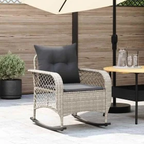 Silla mecedora de jardín con cojines ratán sintético gris claro von , Gartenstühle - Ref: Foro24-4104198, Preis: 124,09 €, Ra...