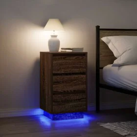 Mesilla de noche con luces LED roble marrón 38x34x65 cm by , Nightstands - Ref: Foro24-861307, Price: 72,29 €, Discount: %