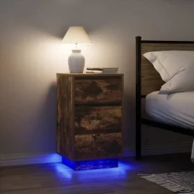 Mesilla de noche con luces LED roble ahumado 38x34x65 cm by , Nightstands - Ref: Foro24-861305, Price: 70,89 €, Discount: %