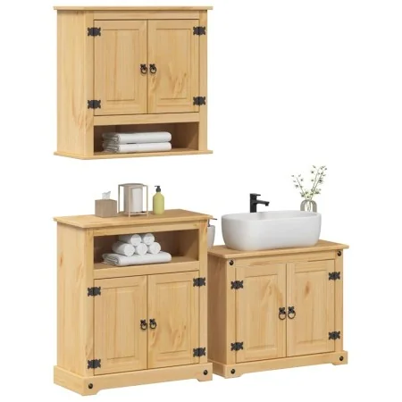 Juego de muebles de baño Corona 3 pzas madera maciza pino de , Muebles de baño - Ref: Foro24-3334639, Precio: 303,33 €, Descu...