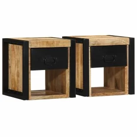 Mesitas de noche 2 uds 40x35x40 cm madera maciza rugosa mango by , Nightstands - Ref: Foro24-4015951, Price: 156,99 €, Discou...