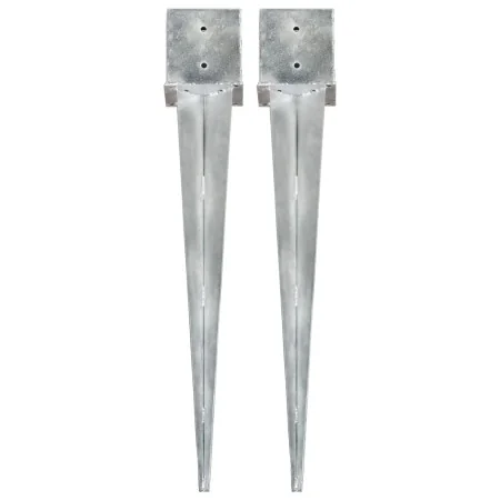Picas de tierra 2 uds acero galvanizado plateado 14x14x91 cm by , Spikes for anchoring in the ground - Ref: Foro24-145427, Pr...